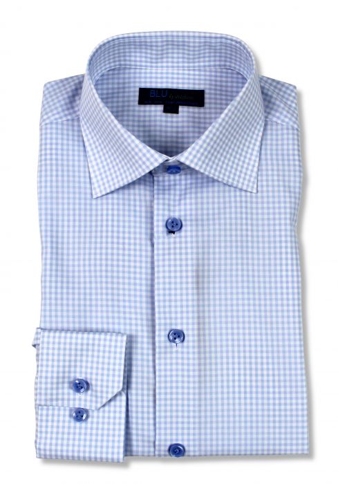 POLIFRONI BLU MINI GINGHAM DRESS SHIRTS