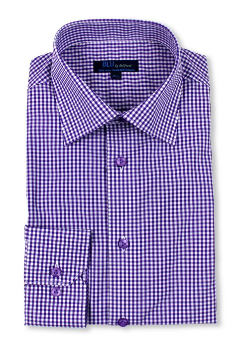 POLIFRONI BLU MINI GINGHAM DRESS SHIRTS - Image 3